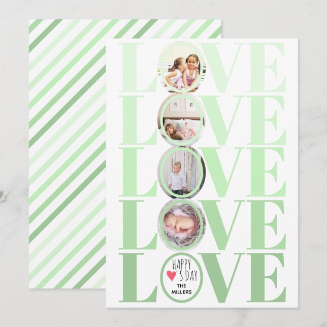Tarjeta Festiva Día de San Valentín fotográfico Ombre mint green L (Anverso / Reverso)
