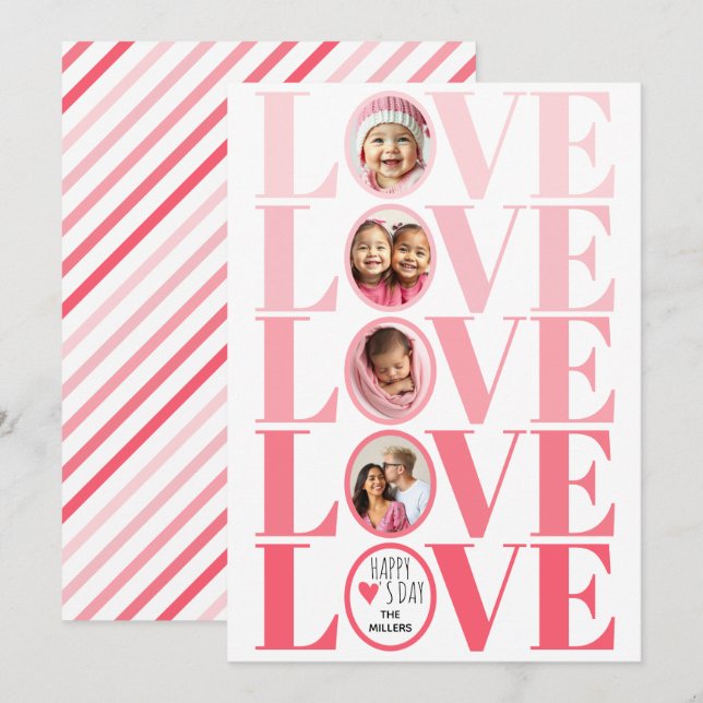 Tarjeta Festiva Día de San Valentín fotográfico Ombre rosa LOCO (Anverso / Reverso)