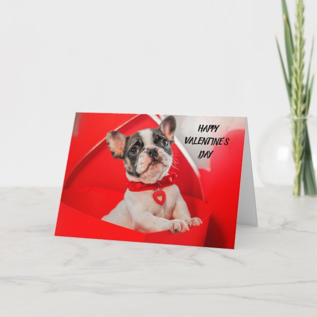 Tarjeta Festiva Día de San Valentín French Bulldog (Anverso)