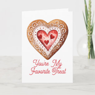 Tarjeta Festiva Día de San Valentín Galleta Dulce Corazón Favorito