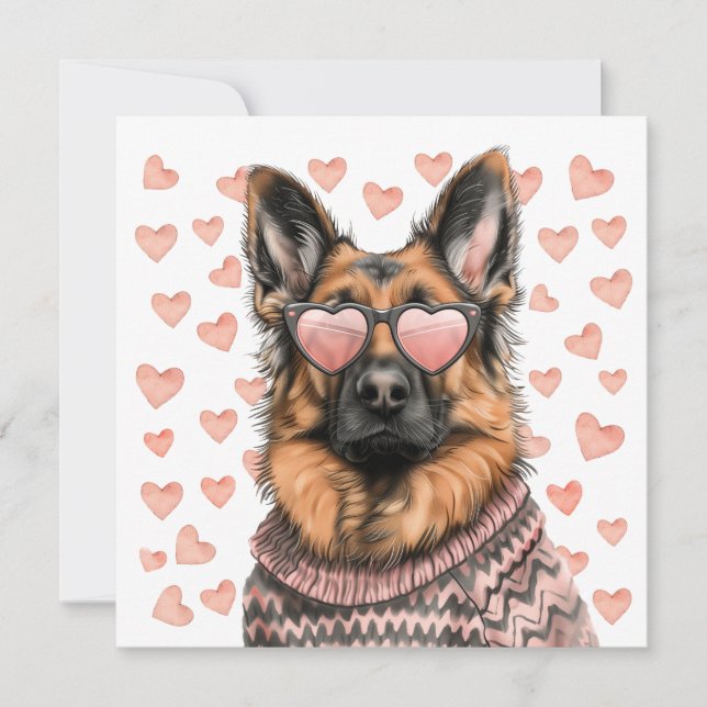 Tarjeta Festiva Día de San Valentín German Shepherd Dog (Anverso)