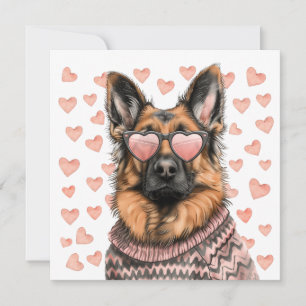 Tarjeta Festiva Día de San Valentín German Shepherd Dog