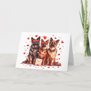 Tarjeta Festiva Día de San Valentín German Shepherd Dogs