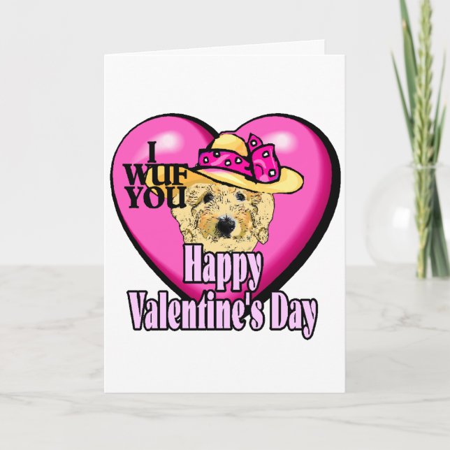 Tarjeta Festiva Día de San Valentín Goldendoodle (Anverso)