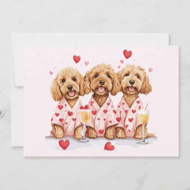 Tarjeta Festiva Día de San Valentín Goldendoodle Dogs (Anverso)