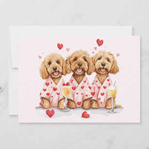 Tarjeta Festiva Día de San Valentín Goldendoodle Dogs