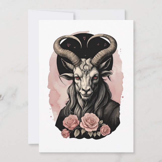 Tarjeta Festiva Día de San Valentín Gótico Baphomet Amor (Anverso)