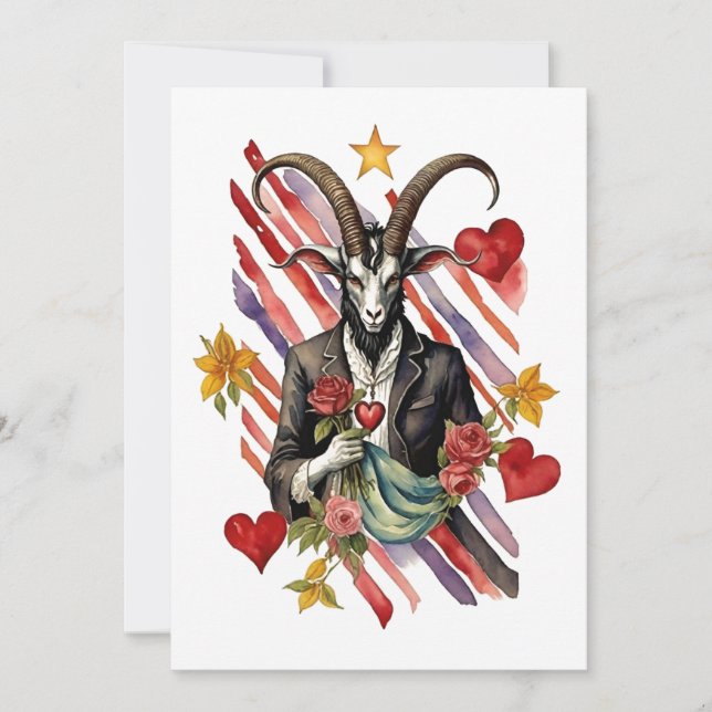 Tarjeta Festiva Día de San Valentín Gótico Baphomet Amor (Anverso)