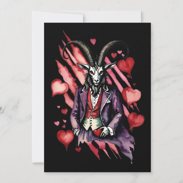 Tarjeta Festiva Día de San Valentín Gótico Baphomet Amor (Anverso)