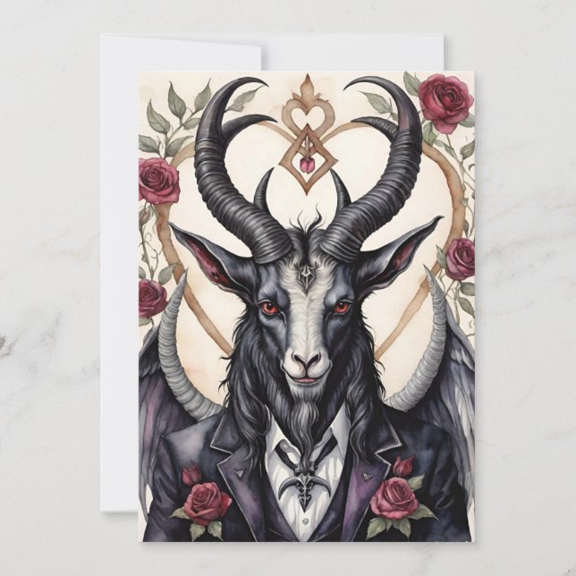 Tarjeta Festiva Día de San Valentín gótico Baphomet Amor (Anverso)