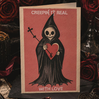 Tarjeta Festiva Día de San Valentín gótico corazón de la Parca