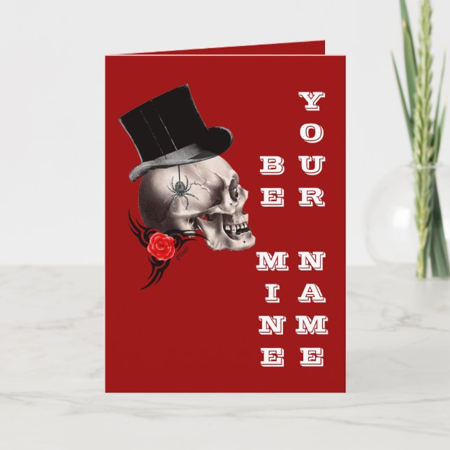 Tarjeta Festiva Día de San Valentín gótico de steampunk (Anverso)