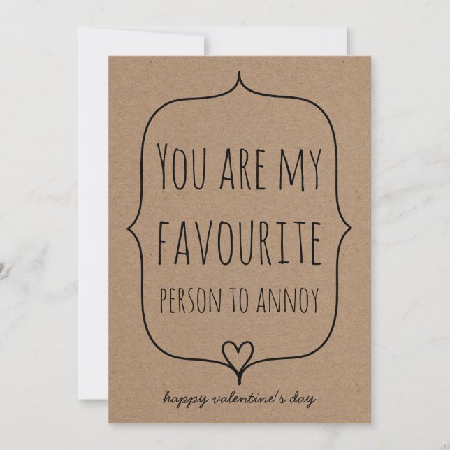 Tarjeta Festiva Día de San Valentín gracioso de Kraft Paper (Anverso)