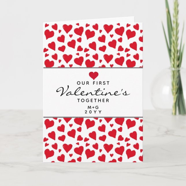 Tarjeta Festiva Día de San Valentín Juntos Corazones Rojos Persona (Anverso)