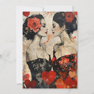 Tarjeta Festiva Día de San Valentín LGBTQ para mujeres