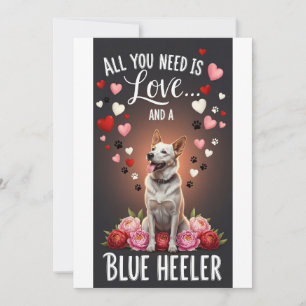 Tarjeta Festiva Día de San Valentín Lindo azul heeler Foto abrazo