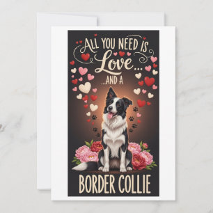 Tarjeta Festiva Día de San Valentín Lindo border collie Foto Acur