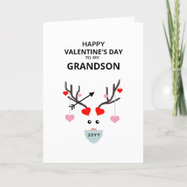 Tarjeta Festiva Día de San Valentín lindo nieto corazón a ciervo a