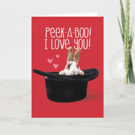 Tarjeta Festiva Día de San Valentín lindo Peek-A-Boo Te Amo Bunny
