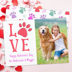 Tarjeta Festiva Día de San Valentín LOVE Paw Imprimir foto de un M