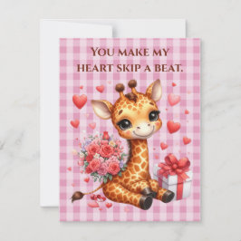 Tarjeta Festiva Día de San Valentín Love Rose Bouquet Giraffe