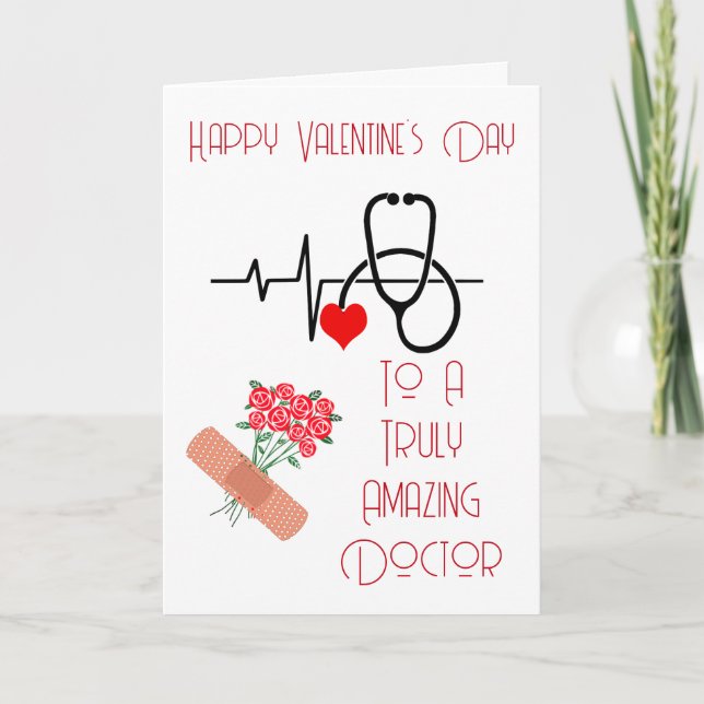 Tarjeta Festiva Día de San Valentín Médica de Rosas Rojas de latid (Anverso)