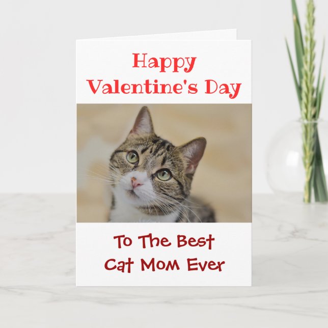 Tarjeta Festiva Día de San Valentín Mejor Madre Gato Mascota Foto (Anverso)