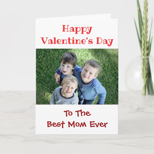 Tarjeta Festiva Día de San Valentín Mejor Mamá Nunca Niños Foto (Anverso)