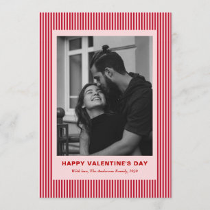 Tarjeta Festiva Día de San Valentín Moderno Simple Rayas Rojas Una