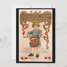 Tarjeta Festiva Día de San Valentín Niño Baterista Vintage
