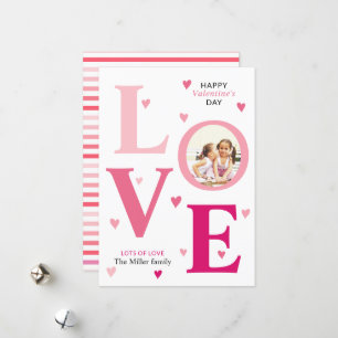 Tarjeta Festiva Día de San Valentín Ombre rosa LOVE dos fotos