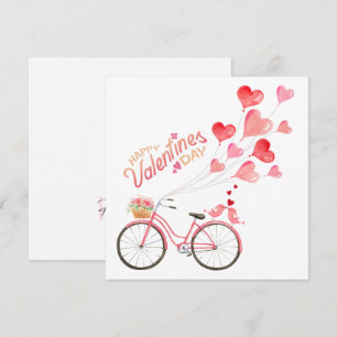 Tarjeta Festiva Día de San Valentín Pájaros del Amor con Bicicleta