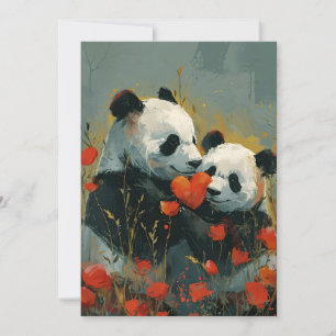 Tarjeta Festiva Día de San Valentín Panda 