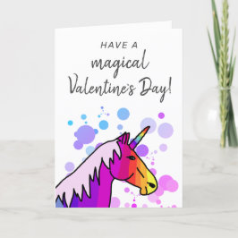 Tarjeta Festiva Día de San Valentín para niños de unicornio mágico