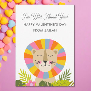 Tarjeta Festiva Día de San Valentín para niños León Colorido Salva