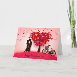 Tarjeta Festiva Día de San Valentín - Pareja de árbol del corazón 