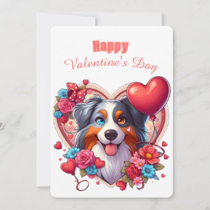 Tarjeta Festiva Día de San Valentín - Pastor Australiano 1 - 