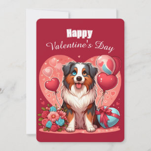Tarjeta Festiva Día de San Valentín - Pastor Australiano 2 -