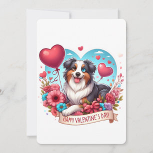Tarjeta Festiva Día de San Valentín - Pastor Australiano 3 - 