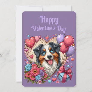 Tarjeta Festiva Día de San Valentín - Pastor Australiano 4 - 