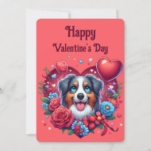 Tarjeta Festiva Día de San Valentín - Pastor Australiano 5 -