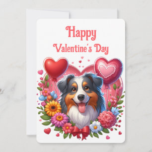 Tarjeta Festiva Día de San Valentín - Pastor Australiano 6 - 