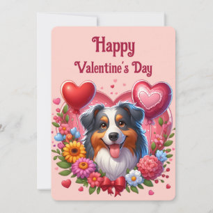 Tarjeta Festiva Día de San Valentín - Pastor Australiano 6 - 