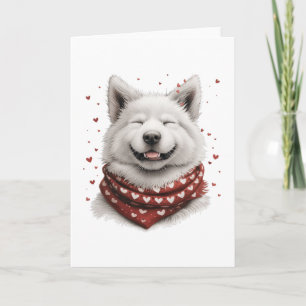 Tarjeta Festiva Día de San Valentín Perro Samoyedo