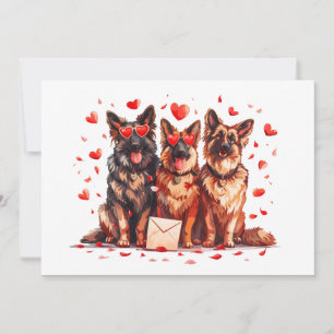 Tarjeta Festiva Día de San Valentín Perros Pastor Alemán