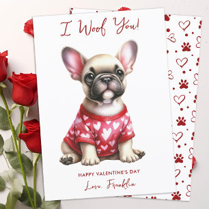 Tarjeta Festiva Día de San Valentín personalizada de perro Bulldog