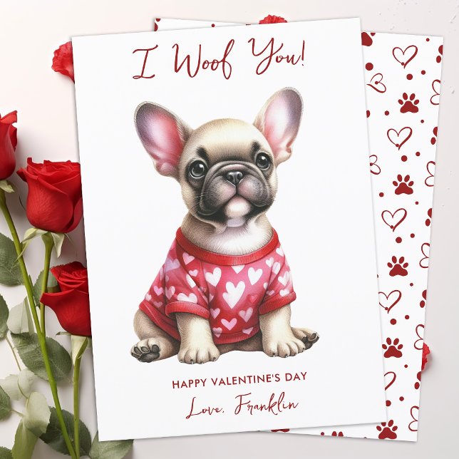 Tarjeta Festiva Día de San Valentín personalizada de perro Bulldog (Subido por el creador)