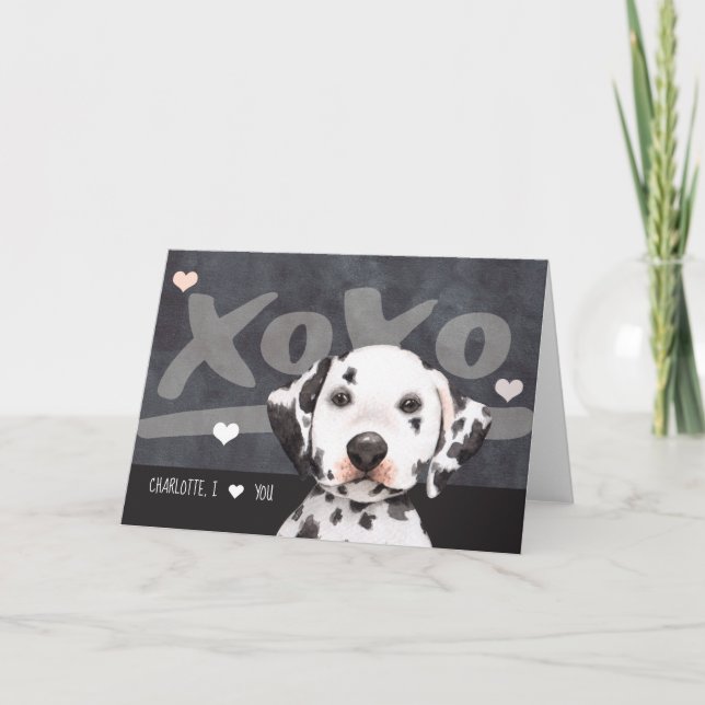 Tarjeta Festiva Día de San Valentín personalizada de perro pimient (Anverso)