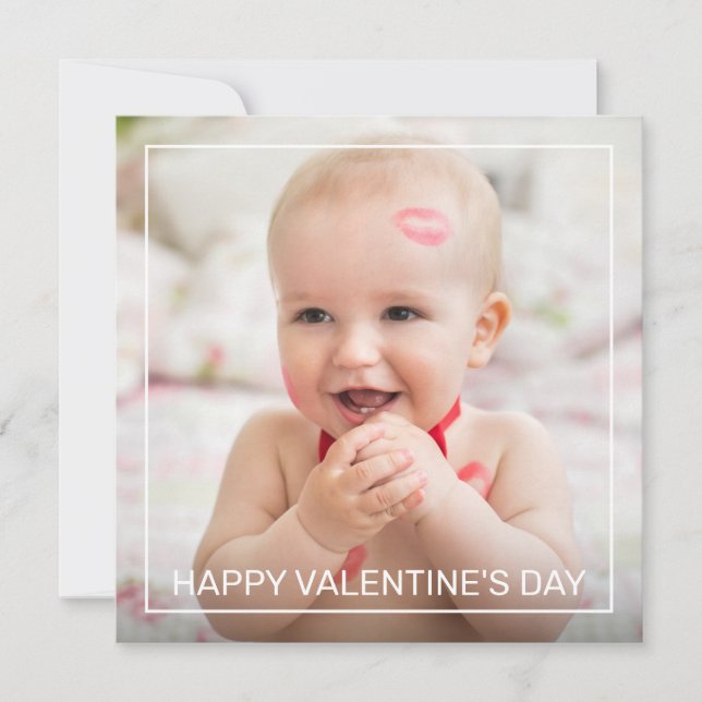 Tarjeta Festiva Día de San Valentín personalizado con foto cuadrad (Anverso)