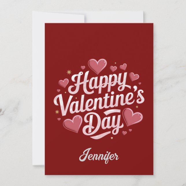 Tarjeta Festiva Día de San Valentín personalizado corazón rojo (Anverso)